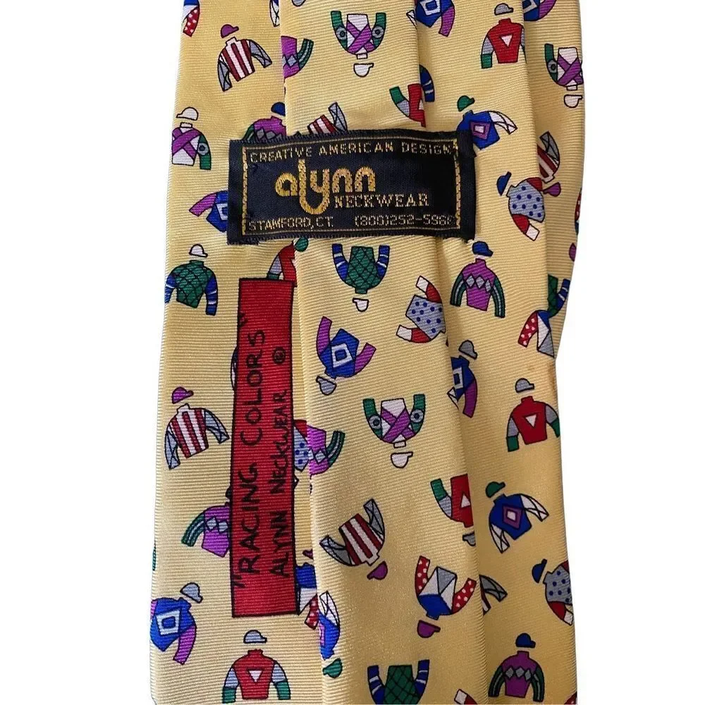 Alynn neckwear racing colors, novelty, Jackie yellow tie, 100% silk